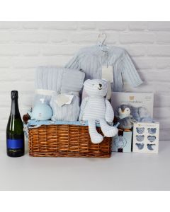 OUR BABY BOY GIFT BASKET WITH CHAMPAGNE