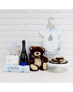 TEDDY & THE BABY BOY GIFT BASKET WITH CHAMPAGNE