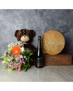 “I Love You” Cookie & Champagne Gift Set