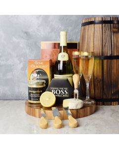 Gourmet Brie & Salmon Gift Set with Wine