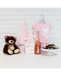 BABY GIFT SET WITH CHARMING GIFTS & CHAMPAGNE