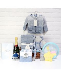 WISH UPON A SHOOTING STAR BABY BOY GIFT SET WITH CHAMPAGNE